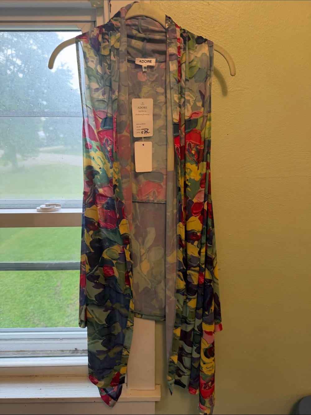 Adore Floral Sheer Draped Vest - Blue, Green, Yellow, Red